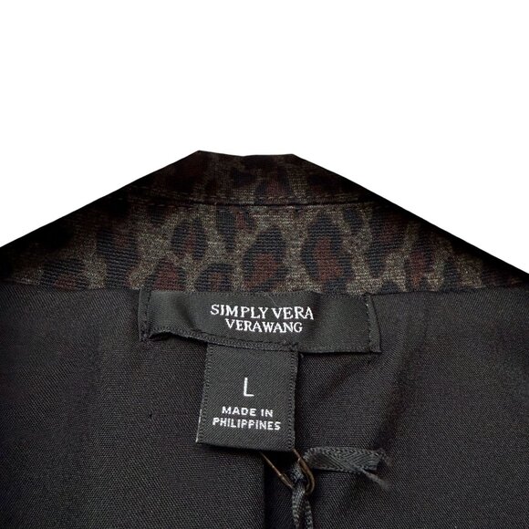Simply Vera Leopard Blazer Size Large Stretch Ponte Knit Womens Jacket NWT Brown - Picture 6 of 8